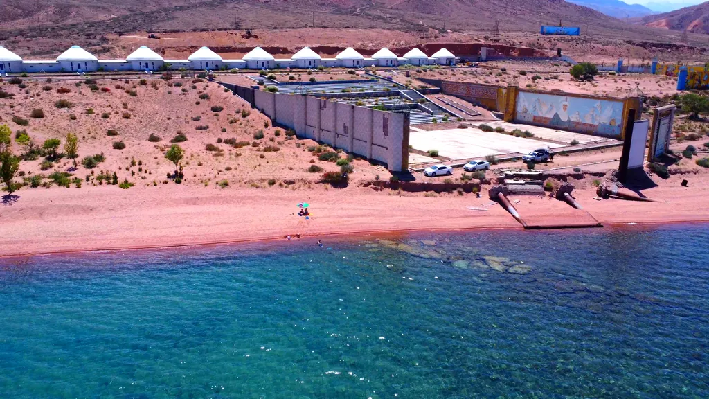 The southern shore of Lake Issyk-Kul in Kyrgyzstan