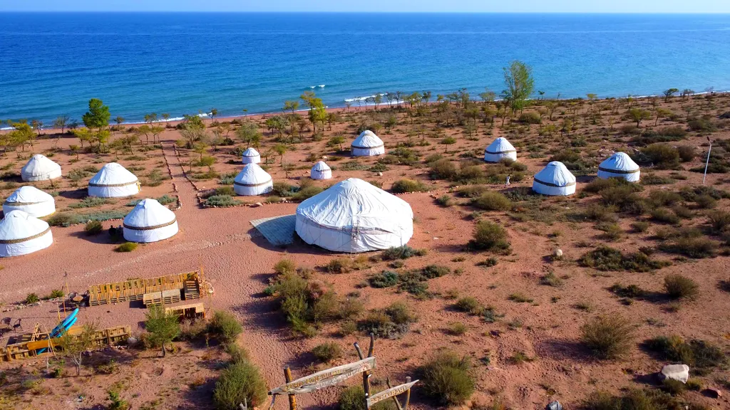 Yurt camp on the southern shore of Lake Issyk-Kul
