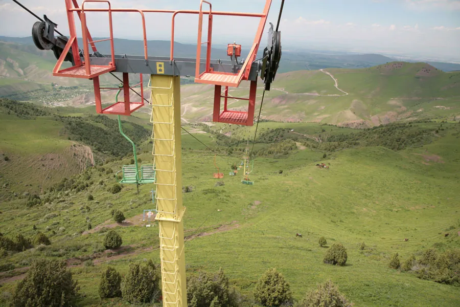 Kashka-Suu ski lifts in summer