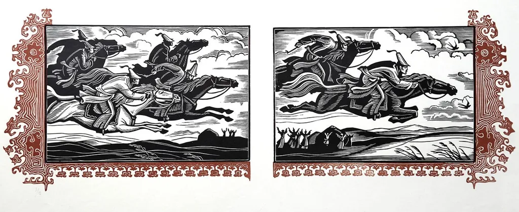 Riders galloping on horseback - Manas epic