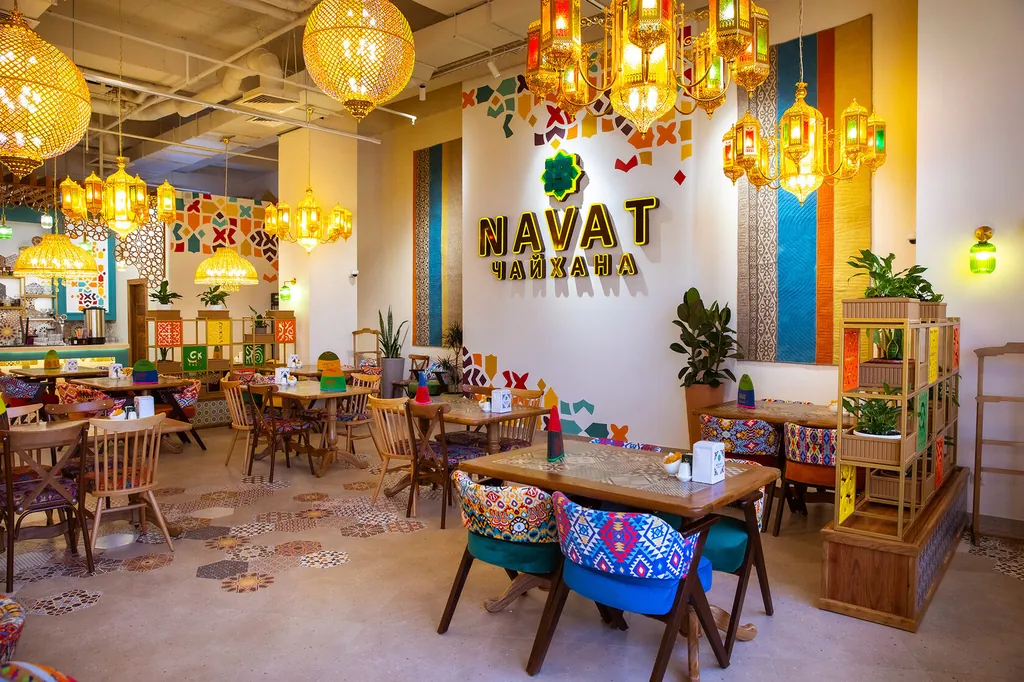 Интерьер в Чайхана «Navat» в Бишкеке Кыргызстан