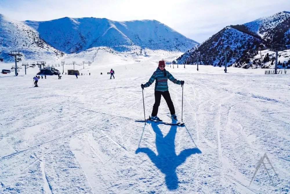 Skier on the slope of Chunkurchak ski base