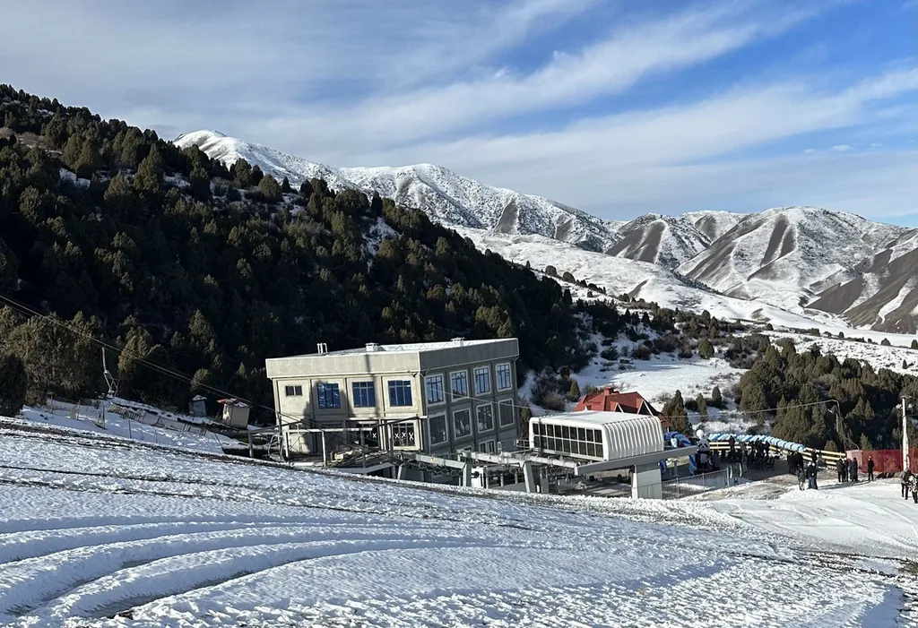 View of the slopes of the Kashka-Suu ski base in Kyrgyzstan