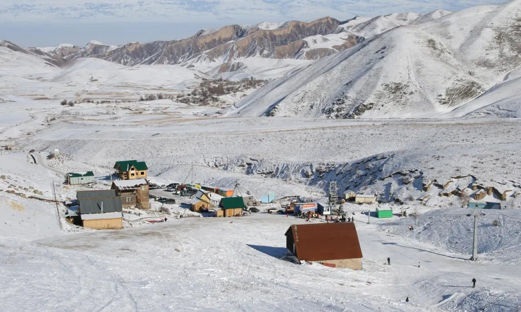 View of the Toguz-Bulak ski base in Kyrgyzstan