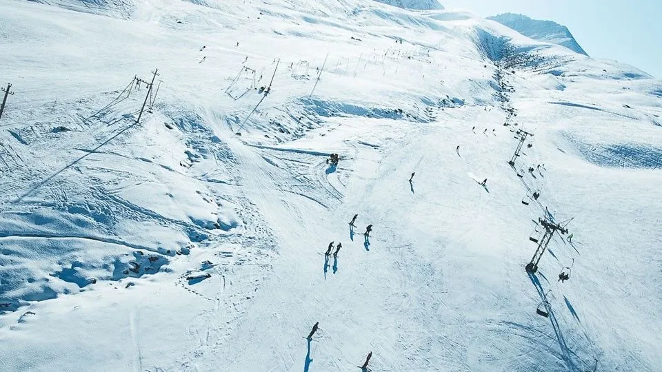 Descent down the slopes of ZIL ski base in Kyrgyzstan